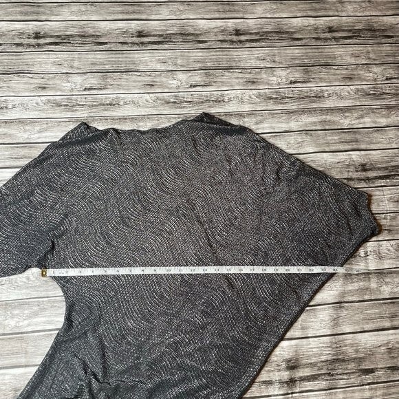Loila Asymmetrical Sexy Glittery Blouse Top Shirt Gunmetal Gray S SM Small Light - Picture 10 of 11